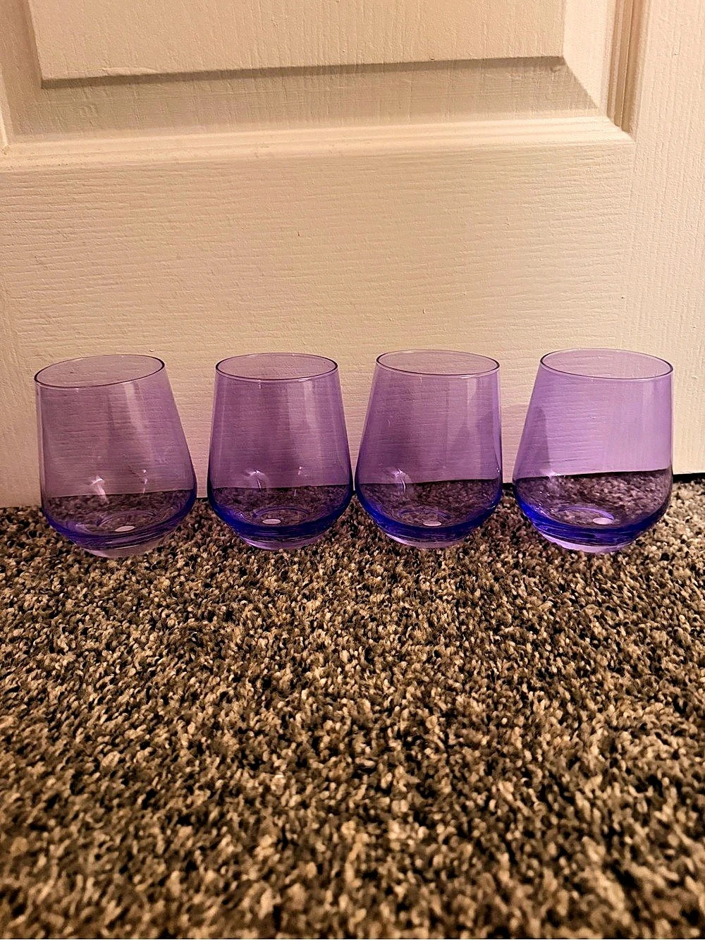 Set of 4 Estelle Colored Glass Stemless Wine Glasses in Lavender
